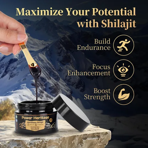 Miniatura 5 de Power Heritage - Resina Shilajit para hombres y mujeres, 75 porciones para refuerzo de energía y apoyo inmunológico, más de 85 minerales traza, 75%