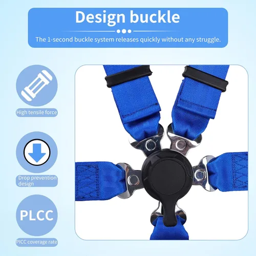 Miniatura 3 de Yakitoko Arnés de seguridad universal de 5 puntos, juego de 2 pulgadas, compatible con Go Kart, UTV, ATV, azul para carreras