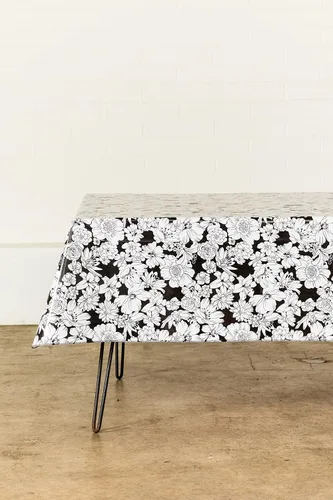 Miniatura 4 de Wildflowers - Mantel de hule para patios, pícnic y mesas de cocina, color negro, vinilo de plástico, mantel de plástico (54.7 x 89.8 in)