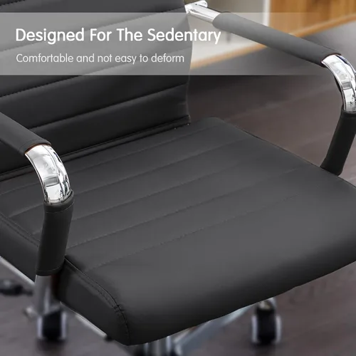 Miniatura 8 de Silla de oficina en casa acanalada, sillas modernas de cuero para sala de conferencias, silla ergonómica de escritorio de oficina, silla ejecutiva
