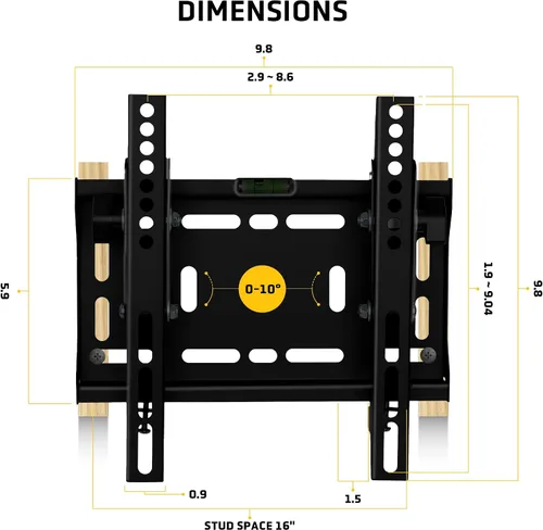 Miniatura 6 de LionBeam™ Soporte de pared para TV resistente para la mayoría de televisores de 23 ″ a 42″ Soporte de pared inclinable para televisores de montaje