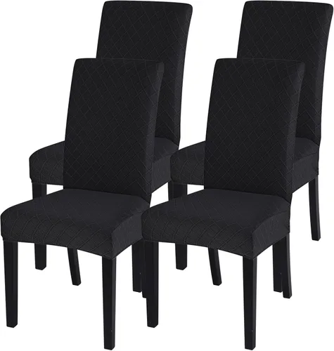 Miniatura 11 de SearchI Juego de 4 fundas para sillas de comedor, elásticas con estampado floral, fundas deslizables para sillas Parsons de spandex, removibles