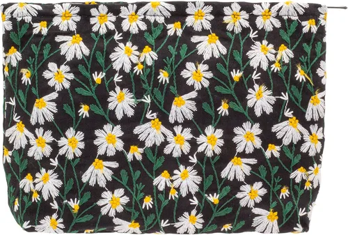 Miniatura 67 de Pazimiik Bolsa de maquillaje floral, grande, de algodón, con cremallera para bolsa de viaje, organizador de maquillaje de lona para mujeres, Algodón