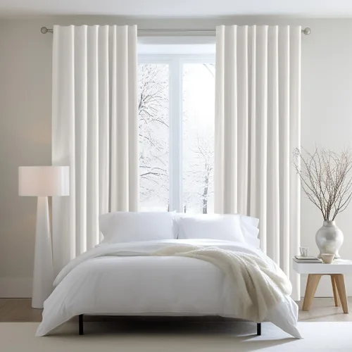 Miniatura 2 de COTTON CRAFT Cortina Blanca - Panel de Ventana - Juego de 2 Cortinas - Grueso Telar de Pato de Algodón Reversible con Pestaña Superior para Ventana
