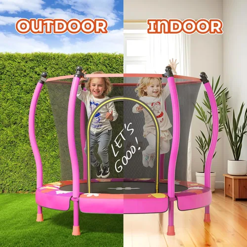 Miniatura 4 de Happin® - Cama elástica de 55 pulgadas para niños con cerca de seguridad, trampolín interior y exterior para niños pequeños, diseño ultra seguro