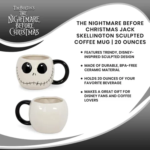Miniatura 7 de Nightmare Before Christmas The Jack Skellington - Taza de café de 20 onzas Taza de cerámica de gran tamaño, taza de café Taza de café esculpida