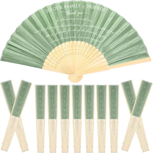Unittype 60 abanicos de mano plegables a granel para invitados, abanicos de mano plegados de bambú de seda, decorativos para despedidas de soltera,