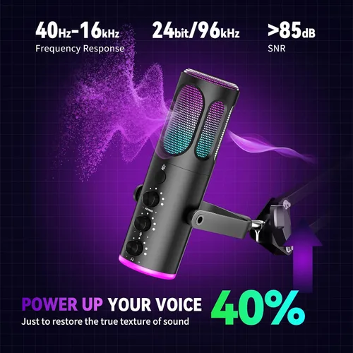 Miniatura 2 de Microfono para juegos, micrófono condensador USB para PC, PS4/5 y Mac, micrófono de computadora con cancelación de ruido, silencio, reverberación
