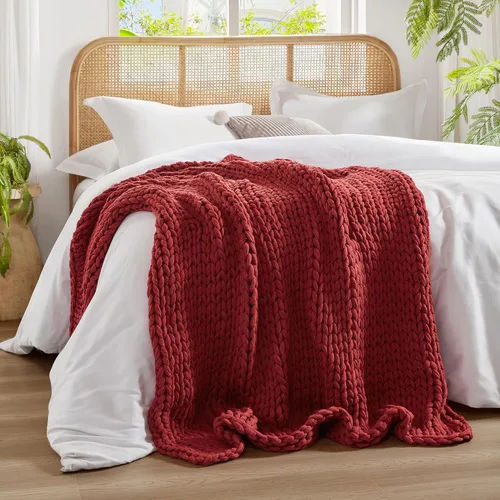 Miniatura 13 de Madison Park Manta bohemia, suave regalo hecho a mano para decoración del hogar, ligera y transpirable para todas las estaciones, manta de punto