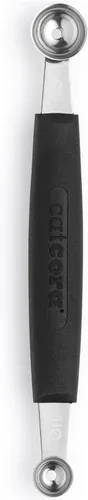 Miniatura 3 de Cat Cora Melon Baller, profesional 18/8 acero inoxidable doble cuchillas 10/0.591 in para bolas de melón y adornos, mango ergonómico de agarre suave
