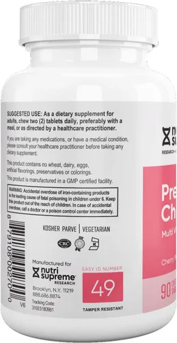 Miniatura 3 de Nutri Supreme - Vitamina prenatal, vitaminas prenatales masticables para mujeres con 800 MCG de folato, multivitamínico completo para el embarazo