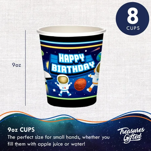 Miniatura 2 de Treasures Gifted Vasos de papel para el espacio exterior, 8 unidades, 9 onzas, decoraciones de fiesta del espacio exterior, decoraciones de fiesta