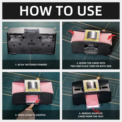 Miniatura 4 de Homwom Barajador automático de cartas de juego, UNO, Texas Hold'em, Poker, juegos de cartas caseras, blackjack, máquina de barajar póquer eléctrica