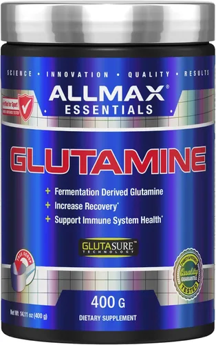 ALLMAX L Glutamina en polvo 14.11 oz, L-glutamina fermentada pura en polvo, suplemento de glutamina sin sabor para la salud intestinal, recuperación