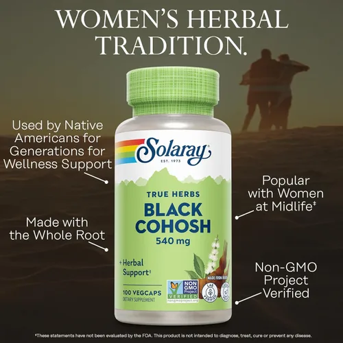Miniatura 3 de SOLARAY True Herbs Black Cohosh - Suplementos de hierbas para el bienestar de la mujer - Suministro de 540 mg de raíz de cohosh negro por porción