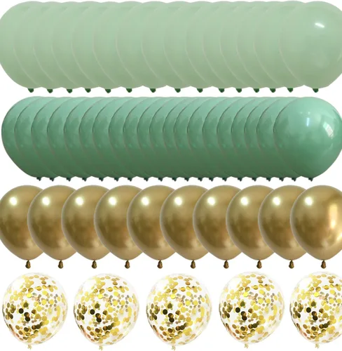 Globos dorados verde salvia mate – Globos verde oliva menta claro para bodas, baby shower, suministros de fiesta de cumpleaños, paquete de 60 Verde