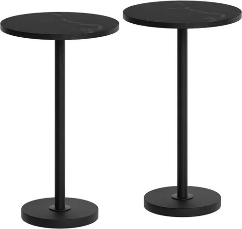Miniatura 12 de YATINEY Mesa auxiliar redonda, mesa alta para bebidas para espacios pequeños, mesa auxiliar de café Martini estilo pedestal en sala de estar, Mármol