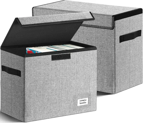 Miniatura 9 de Leffis Caja de Almacenamiento de Cómics, Caja 39,4 cm X 19,1 cm X 28,7 cm, Caja Corta de Cómics Plegable con Tapas Soporta 150 Cómics Contenedor