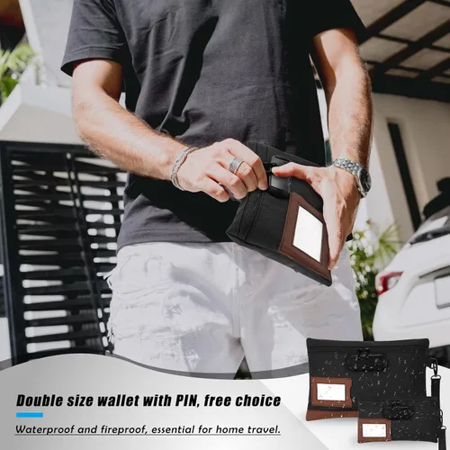 Miniatura 6 de Leifide Paquete de 2 bolsas de dinero con cerradura y cremallera de 11.8 x 7.9 pulgadas y 9 x 5.1 pulgadas, bolsa con cerradura para efectivo