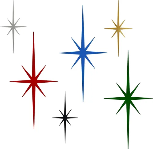 Miniatura 13 de 4 piezas de escultura de pared de arte de estrella de metal, decoración de pared de explosión de estrella de 8 puntas, diamantes brillantes