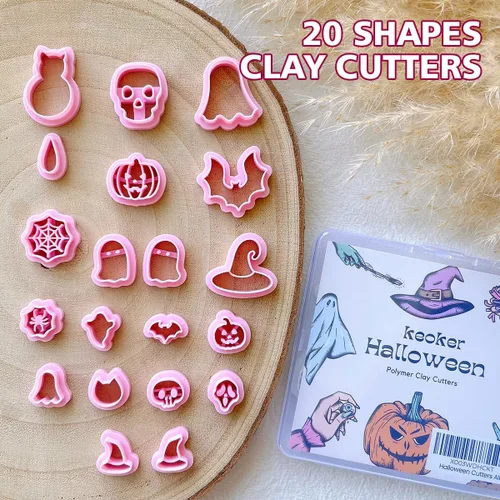 Miniatura 3 de KEOKER Cortadores de arcilla polimérica de Halloween, cortadores de arcilla para la fabricación de aretes de Halloween, 20 formas de aretes de TODOS