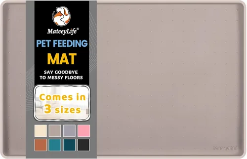 Miniatura 16 de MateeyLife Tapete de Silicona para Comida de Gatos y Perros para Pisos Impermeable, Tapetes Antideslizantes para Tazones de Perros para Comida y Rosa
