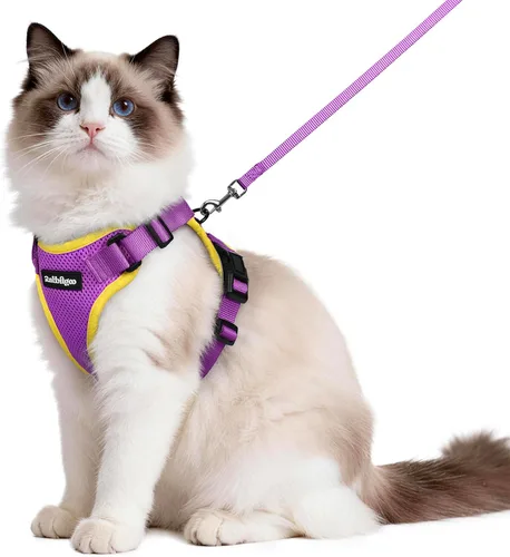 Miniatura 50 de rabbitgoo Juego de arnés y correa para gatos, arnés a prueba de escapes para paseos seguros al aire libre, chaleco suave transpirable ajustable