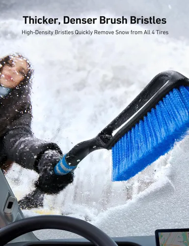 Miniatura 3 de AstroAI Paquete de 2 cepillos de nieve de 27 pulgadas y raspadores de hielo para parabrisas de automóvil, raspadores de nieve desmontables