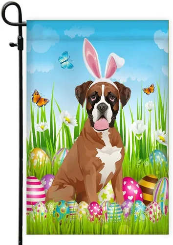 Miniatura 10 de Beagle Happy Easter Day Holiday Flag Funny Dog Wear Bunny Ears Headband Cute for Home Decor (12" x 18") USA Garden Flag Premium Decorative Yard