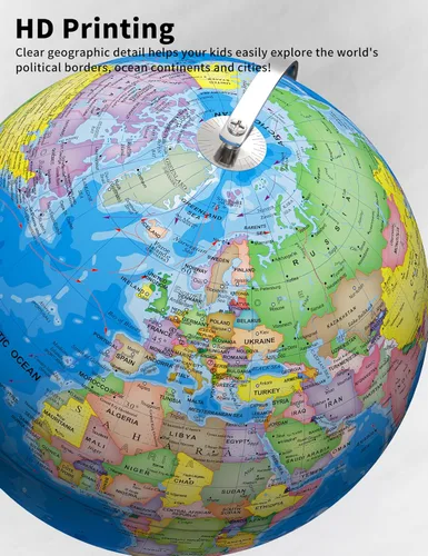 Miniatura 4 de SOUNDANCE Globo del mundo de 13 pulgadas con base estable de metal pesado, globo educativo para el aprendizaje de los niños, lámpara de globos