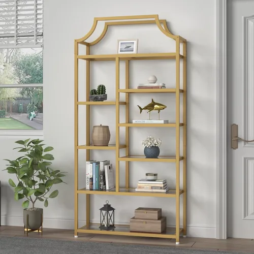 Miniatura 6 de Loomie estantería de 8 estantes abiertos, de 180 cm de alto x 80 cm de largo, Lux Etagere, estante de vidrio templado, estante alto