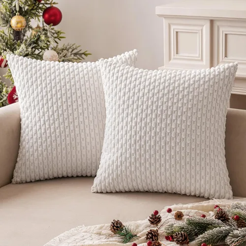 Miniatura 26 de MIULEE - Paquete de 2 fundas de cojín decorativas, modernas y boho, de terciopelo, con textura a rayas, para sofá, cama, sala de estar, decoración