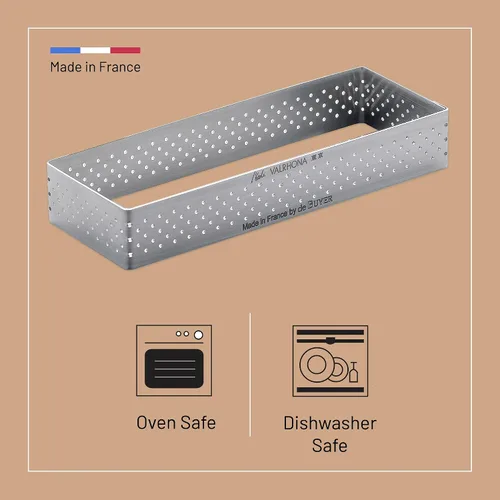 Miniatura 3 de de Buyer Anillo rectangular perforado para tarta – 4.7 x 1.6 x 0.8 pulgadas – Perfecto para hornear tartas maravillosamente crujientes – Fácil