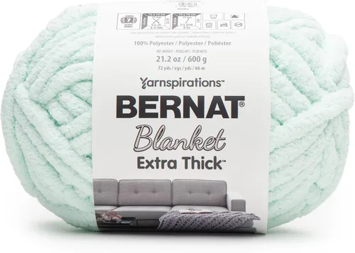 Miniatura 35 de Bernat - Hilo para manta extra grueso color niebla azul - 1 paquete de 21.12 oz/598.74 g - 100% poliéster - #7 Jumbo - 72 yardas - Hilo grueso