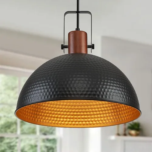 Miniatura 12 de Luces Colgantes Azules de 12 Pulgadas Martilladas Mate, Luces Colgantes para Isla de Cocina Estilo Industrial Granja, Altura Ajustable, Lámparas