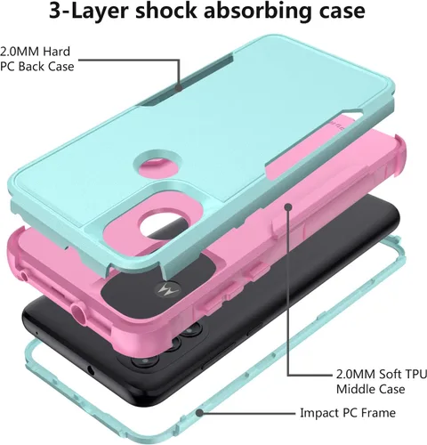 Miniatura 4 de TJS Funda para Motorola Moto G Pure 2021/Moto G Power 2022, con protector de pantalla de vidrio templado, resistente, resistente, a prueba de Azul