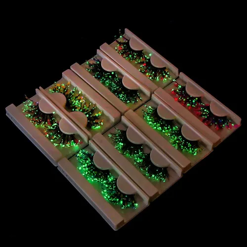 Miniatura 3 de 2 pares de pestañas luminosas con purpurina 3D de color Cosplay Anime pestañas con lentejuelas, pestañas dramáticas exageradas de 0.98 pulgadas