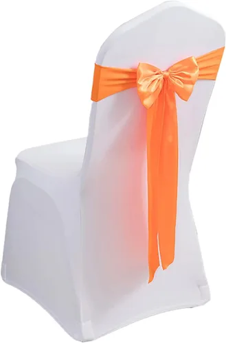 Miniatura 24 de Paquete de 100 bandas de elastano para silla, lazos de satén de color azul para bodas, eventos, banquetes, hoteles, hogar y cocina, 100