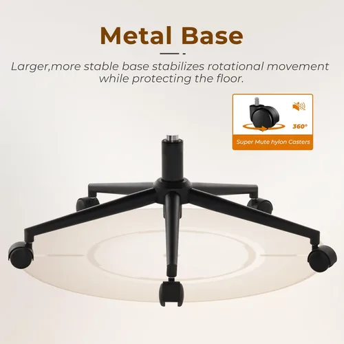 Miniatura 7 de Furnimart FSC - Silla de escritorio ancha de madera, giratoria de 360° con ruedas, cómoda silla de oficina para sentarse con las piernas cruzadas