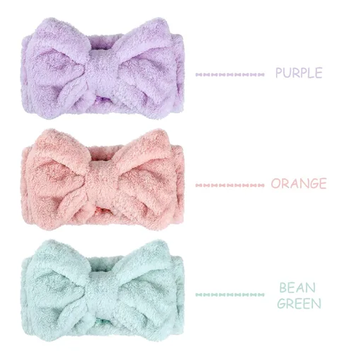 Miniatura 2 de 3 unidades de diadema para lavar la cara, diadema para maquillaje, diadema de spa, toalla, banda de pelo de rizo, diadema con moño de microfibra