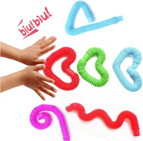 Miniatura 3 de Juguetes sensoriales Pop Tubes, juguetes sensoriales para niños y adultos, tubos multicolor para reventar juguetes sensoriales (M-(paquete de 6))