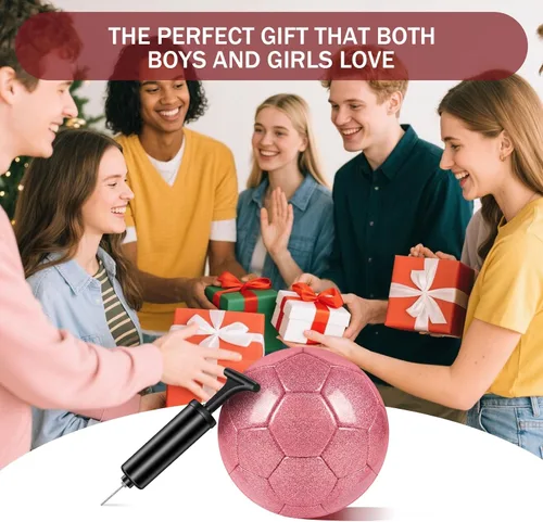Miniatura 7 de 2 pelotas de fútbol con purpurina plateada con bomba y aguja, kit de pelota de fútbol para regreso a la escuela, regalos de cumpleaños, pelota