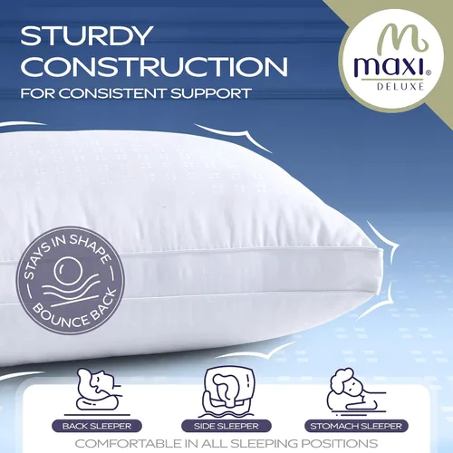Miniatura 5 de Almohada de plumón alternativo, Five Star, tela 100% de algodón, un artículo imprescindible., Algodón, Blanco, Estándar