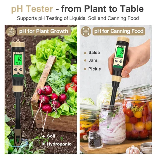 Miniatura 3 de Medidor de pH de suelo para alimentos, probador de pH de agua Bluetooth para suelo e hidropónico, medidor de pH y temperatura digital para mermelada