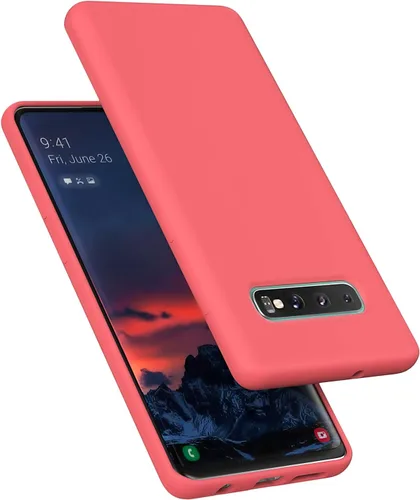 Miniatura 22 de Funda diseñada para Galaxy S10 Plus de 6.4 pulgadas, S10+ de gel de silicona líquida a prueba de golpes, funda de forro de tela de microfibra suave