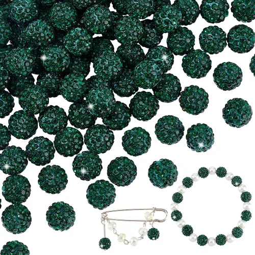 Miniatura 12 de Pandahall - Bolas de arcilla de 10 mm, tipo discoteca con 100 unidades, cuentas de polímero de arcilla con diamantes de imitación, creaciones Azul