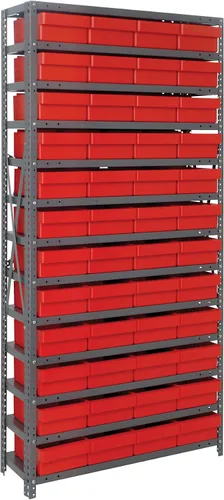 Miniatura 186 de Quantum QSBU-245BK Heavy Duty Shelving Unit with (7) Shelves and (24) QUS245 Black Bins for Garage Warehouse Storage Distribution 400 lb Load