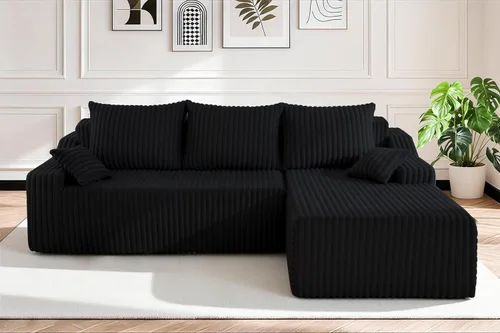 Miniatura 34 de HABUTWAY Sofá modular modular de 101 pulgadas con asiento profundo, moderno sofá convertible en forma de L, sofá tapizado con diván para sala