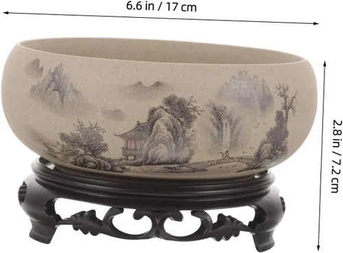 Miniatura 2 de OSALADI Cuenco de lirio de agua de cerámica, maceta hidropónica grande, cuenco para plantas de jardín, recipiente de plantación de flores