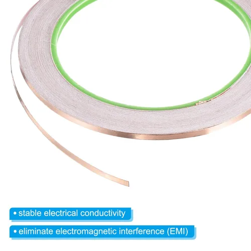 Miniatura 4 de PATIKIL Cinta de lámina de cobre 0.12 pulgadas x 33 pies 0.002 in de grosor de doble cara adhesiva conductora EMI blindaje para electrónica